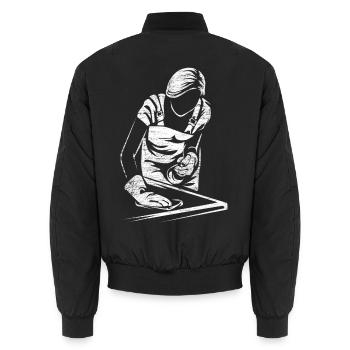 Blitzsauberer Haushälter Putzeinsatz - Unisex Bomberjacke - Schwarz - Hinten - AI Model Male 185 light (185cm)