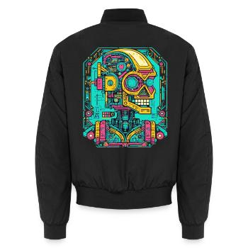 KI Roboter Cyberpunk - Unisex Bomberjacke - Schwarz - Hinten - AI Model Male 185 light (185cm)