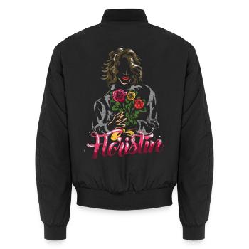 Kreative Floristin Hochzeitsfloristik - Unisex Bomberjacke - Schwarz - Hinten - AI Model Male 185 light (185cm)