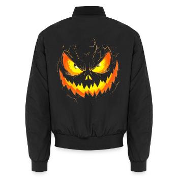 Gruseliges Kürbisgesicht Halloween - Unisex Bomberjacke - Schwarz - Hinten - AI Model Male 185 light (185cm)