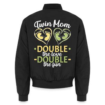 Twin Mom Double Love Double The Fun Pregnant Two B - Unisex Bomberjacke - Schwarz - Hinten - AI Model Male 185 light (185cm)