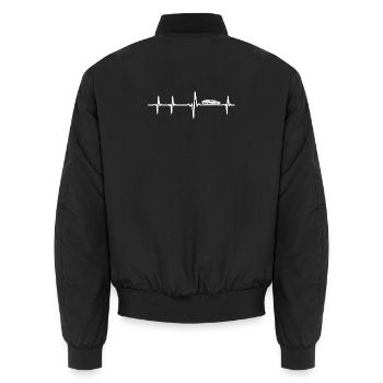 Herzschlag Sportwagen - EKG Linie für Autofans - Unisex Bomberjacke - Schwarz - Hinten - AI Model Male 185 light (185cm)