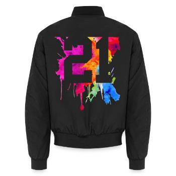 21 YEARS OLD 21ST BIRTHDAY - Unisex Bomber Jacket - black - Back - AI Model Male 185 light (185cm)