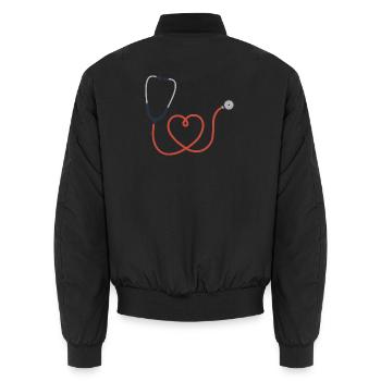 Stethoskop Logo Symbol Symbol - Unisex Bomberjacke - Schwarz - Hinten - AI Model Male 185 light (185cm)