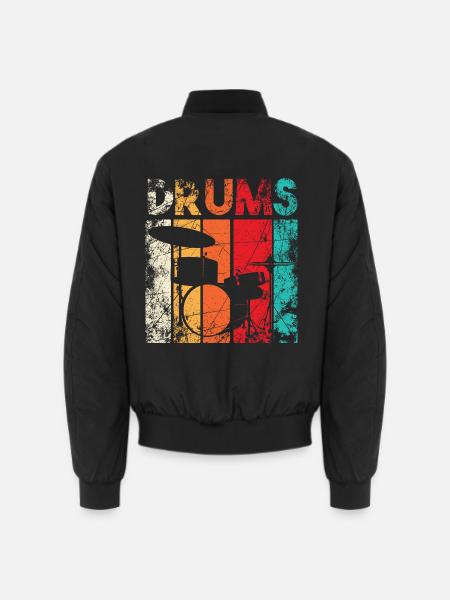 Drums Drummer Schlagzeuger Schlagzeugspieler Retro - Unisex Bomberjacke - Schwarz