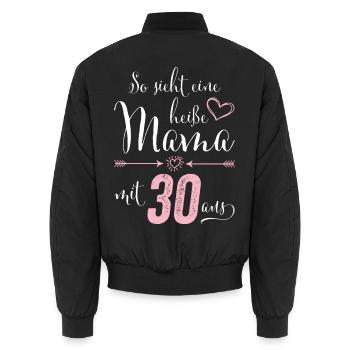 So sieht eine heiße Mama mit 30 Jahren aus - Unisex Bomberjacke - Schwarz - Hinten - AI Model Male 185 light (185cm)