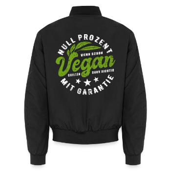 Grillen - Null Prozent Vegan - Fleischesser - Unisex Bomberjacke - Schwarz - Hinten - AI Model Male 185 light (185cm)