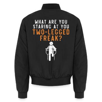 Was starrst du an, du zweibeiniger Freak? - Unisex Bomberjacke - Schwarz - Hinten - AI Model Male 185 light (185cm)