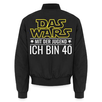 40. Geburtstag Das wars mit der Jugend  - Unisex Bomberjacke - Schwarz - Hinten - AI Model Male 185 light (185cm)