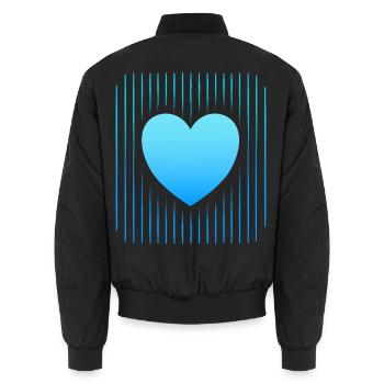 Herz blaues Herz blaue Linien abstrakt - Unisex Bomberjacke - Schwarz - Hinten - AI Model Male 185 light (185cm)