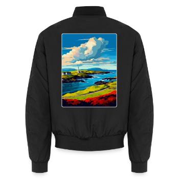 Isle Of Islay Schottland Vereinigtes Königreich Reiseposter Souvenir - Unisex Bomberjacke - Schwarz - Hinten - AI Model Male 185 light (185cm)
