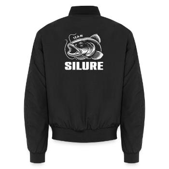 Team Silure Wels Welsfischen Sportfischen - Unisex Bomberjacke - Schwarz - Hinten - AI Model Male 185 light (185cm)