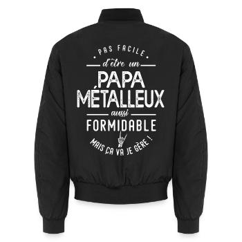 Papa Métalleux Cadeau Heavy Metal Rock Papa - Bomber unisexe - noir - Dos - AI Model Male 185 light (185cm)