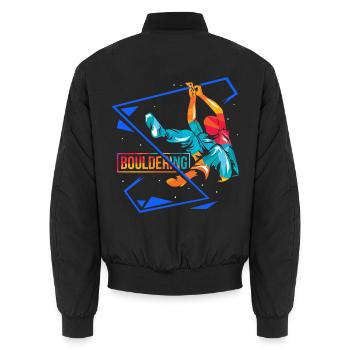 Waghalsiger Boulderer Kletterhalle - Unisex Bomberjacke - Schwarz - Hinten - AI Model Male 185 light (185cm)
