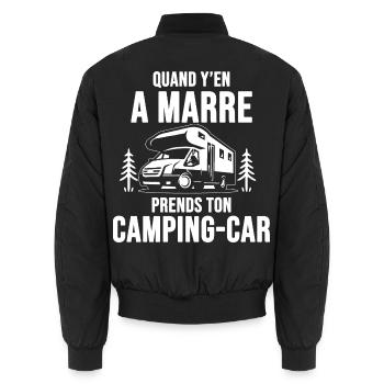 Quand y’en a marre camping-car - Bomber unisexe - noir - Dos - AI Model Male 185 light (185cm)