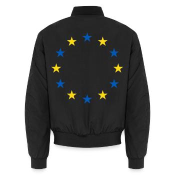 Ukraine EU Flagge Freiheit Frieden - Unisex Bomberjacke - Schwarz - Hinten - AI Model Male 185 light (185cm)