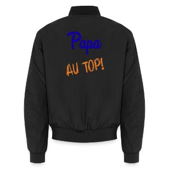 PAPA - Unisex Bomberjacke - Schwarz - Hinten - AI Model Male 185 light (185cm)