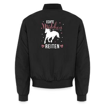 Echte Mädchen Reiten Pferde Mädchen - Unisex Bomberjacke - Schwarz - Hinten - AI Model Male 185 light (185cm)