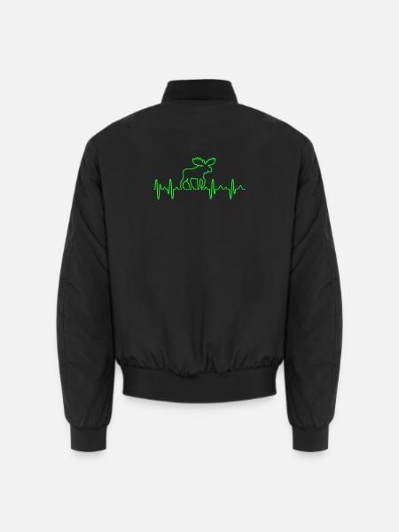 Elch Älg Elchbulle Elchkuh Herzschlag Heartbeat - Unisex Bomberjacke - Schwarz