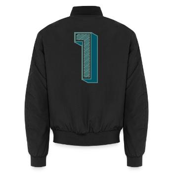 1. 1 JAHR. 1. JAHRESTAG - Unisex Bomberjacke - Schwarz - Hinten - AI Model Male 185 light (185cm)