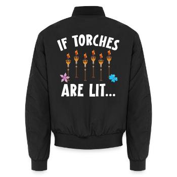 Wenn Fackeln brennen Hawaiianische Luau Party Tiki - Unisex Bomberjacke - Schwarz - Hinten - AI Model Male 185 light (185cm)