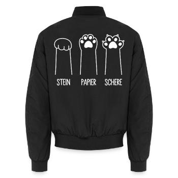 Katzenpfoten Katze Pfote Spiel Stein Papier Schere - Unisex Bomberjacke - Schwarz - Hinten - AI Model Male 185 light (185cm)