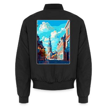 Breda Niederlande Vintage Reiseplakat Souvenir - Unisex Bomberjacke - Schwarz - Hinten - AI Model Male 185 light (185cm)
