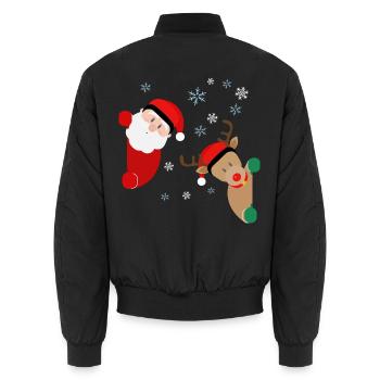 Der Weihnachtsmann und Rudolph schauen schon um d - Unisex Bomberjacke - Schwarz - Hinten - AI Model Male 185 light (185cm)