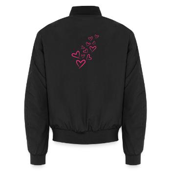 Herzchen Herz Muster - Unisex Bomberjacke - Schwarz - Hinten - AI Model Male 185 light (185cm)