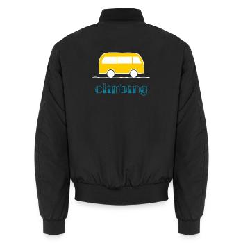 KLETTERN. KLETTERN. VAN. KLETTERN. STEIGEN. - Unisex Bomberjacke - Schwarz - Hinten - AI Model Male 185 light (185cm)