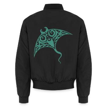 Kraftvoller Stachelrochen Tattoo - Unisex Bomberjacke - Schwarz - Hinten - AI Model Male 185 light (185cm)