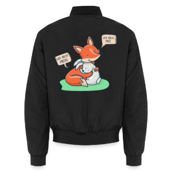 Where fox and hare say 'good night' - Unisex Bomber Jacket - black - Back - AI Model Male 185 light (185cm)