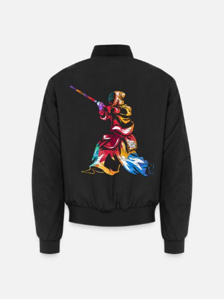Furchtloser Kendo Schwertkämpfer - Unisex Bomberjacke - Schwarz