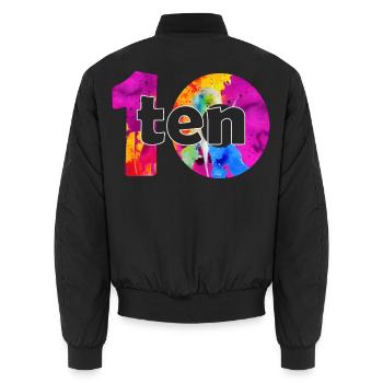 ZEHN 10 JAHRE JUNGE 10. GEBURTSTAG - Unisex Bomberjacke - Schwarz - Hinten - AI Model Male 185 light (185cm)