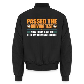 Driving Test Driving Licence - Unisex Bomberjacke - Schwarz - Hinten - AI Model Male 185 light (185cm)