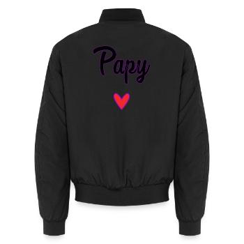 PAPY. PAPA. FÊTE DES PÈRES. BONNE FÊTE PAPA - Bomber unisexe - noir - Dos - AI Model Male 185 light (185cm)