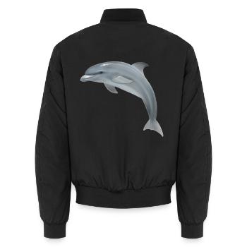 Springender Delfin - Realistische Illustration - Unisex Bomberjacke - Schwarz - Hinten - AI Model Male 185 light (185cm)
