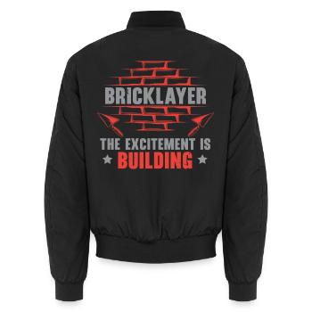 Maurer Die Aufregung ist der Job der Maurer - Unisex Bomberjacke - Schwarz - Hinten - AI Model Male 185 light (185cm)