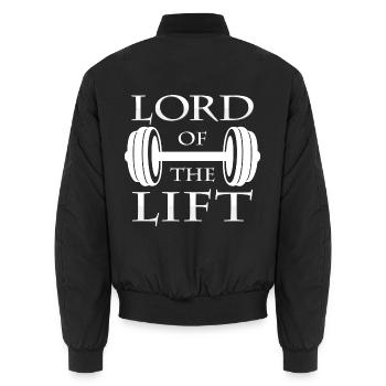 dumbbell - Unisex Bomber Jacket - black - Back - AI Model Male 185 light (185cm)