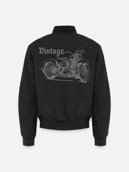 Vintage Motorrad Lineart - Unisex Bomberjacke - Schwarz