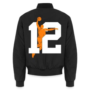 NUMBER 12 BASKETBALL 12TH BIRTHDAY - Unisex Bomber Jacket - black - Back - AI Model Male 185 light (185cm)