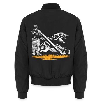 Wuchtiges Alphorn Gipfelkonzert - Unisex Bomberjacke - Schwarz - Hinten - AI Model Male 185 light (185cm)