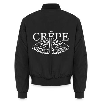 Frischer Crêpe Bretagne Spezialität - Unisex Bomberjacke - Schwarz - Hinten - AI Model Male 185 light (185cm)