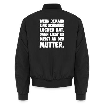Schraube Locker Mutter Witz Handwerker - Unisex Bomberjacke - Schwarz - Hinten - AI Model Male 185 light (185cm)