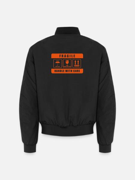 Fragile Handle With Care Shipping Label Sign - Unisex Bomber Jacket - black