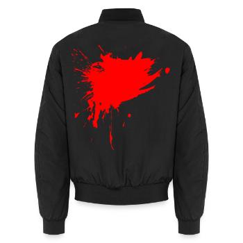 Fleck Farbe Gespritzt rot Design Schmutz schmutzig - Unisex Bomberjacke - Schwarz - Hinten - AI Model Male 185 light (185cm)