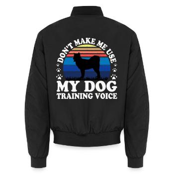 Kanadischer Eskimo Hund Liebe Silhouette Vintage Sonnenuntergang - Unisex Bomberjacke - Schwarz - Hinten - AI Model Male 185 light (185cm)