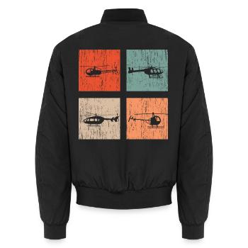 Helicopter Vintage - Unisex Bomberjacke - Schwarz - Hinten - AI Model Male 185 light (185cm)