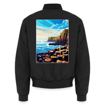 Giant Causeway Irland Uk Reise Poster Souvenir - Unisex Bomberjacke - Schwarz - Hinten - AI Model Male 185 light (185cm)