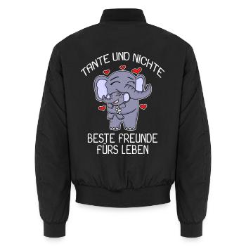 Tante und Nichte Bindung Beste Freunde Elefanten - Unisex Bomberjacke - Schwarz - Hinten - AI Model Male 185 light (185cm)